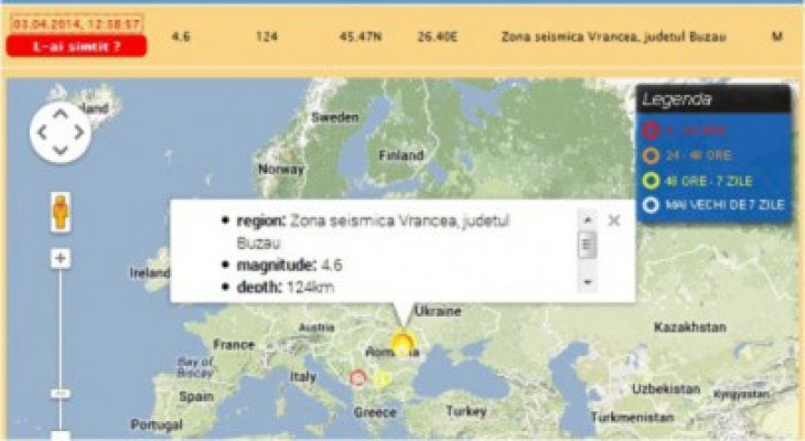Cutremur de 4.6 în zona seismică Vrancea